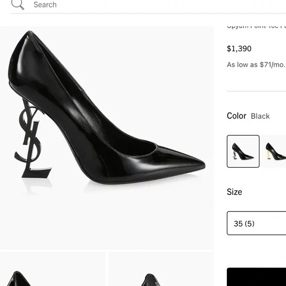 100% Authentic YSL “Opyum” Point Toe Black Patent Leather Logo Pumps - Picture 2 of 10